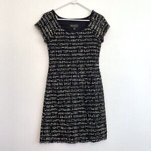 CONNECTED APPAREL Black Beige Giraffe Leopard Animal Tiered Ruffle Sheath Dress